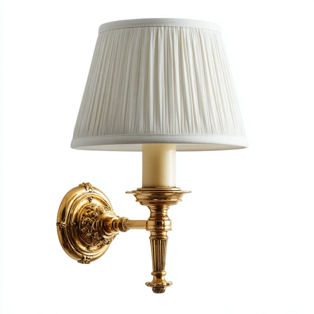 Applique metallo - tessuto 26x40x32 cm - oro - bianco - stile classico per soggiorno-villaovae