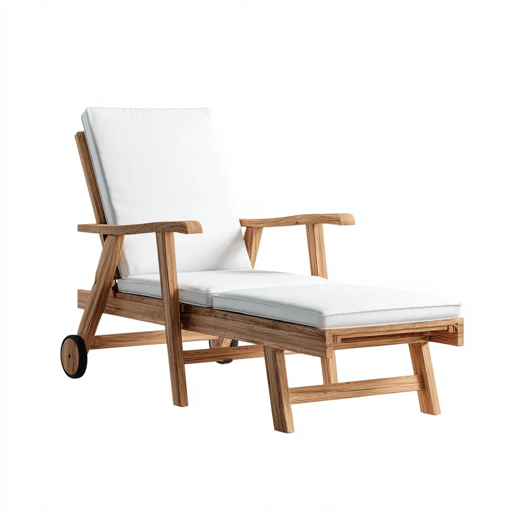 Lettino da sole legno 200x70x95 cm - bianco - con ruote per esterni - design naturale-villaovae