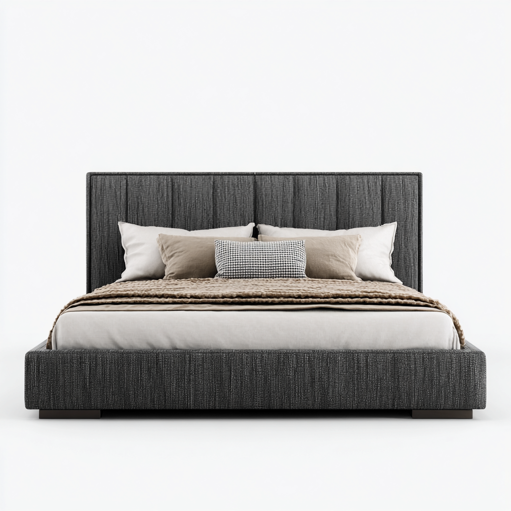 Letto matrimoniale imbottito tessuto 210x165x120 cm - grigio scuro - design moderno per camera da letto-villaovae