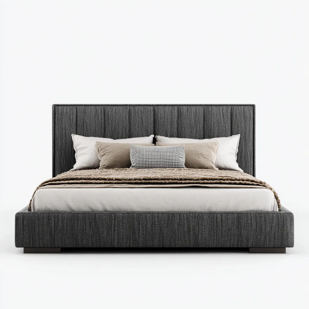 Letto matrimoniale imbottito tessuto 210x165x120 cm - grigio scuro - design moderno per camera da letto-villaovae