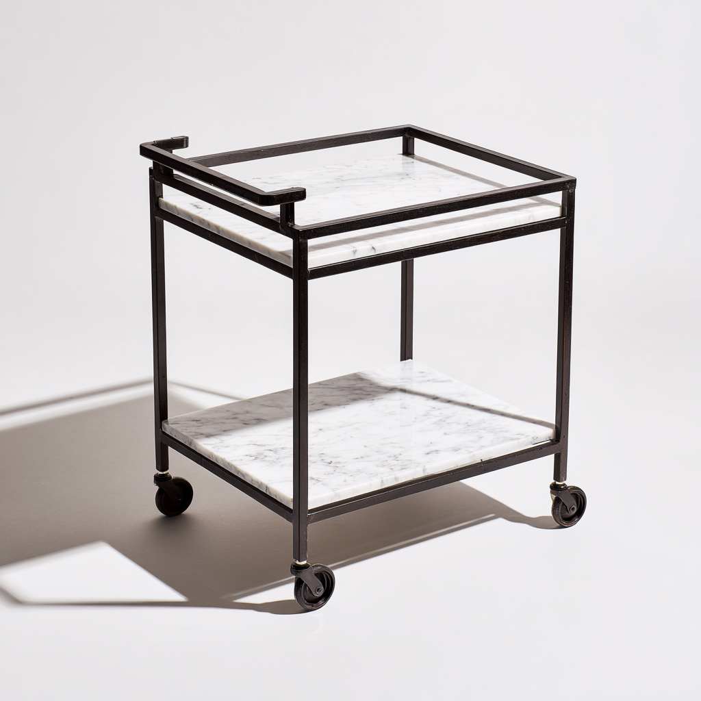 Carrello da cucina metallo marmo 62x40x87 cm - nero - bianco - design moderno adatto alla cucina-villaovae