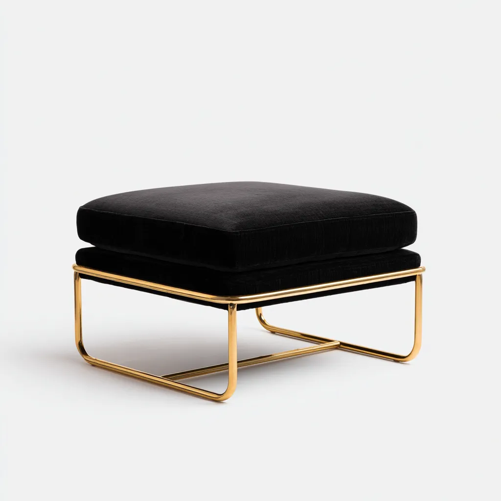 Pouf in velluto 55x55x42 cm - nero - design moderno - per soggiorno-villaovae