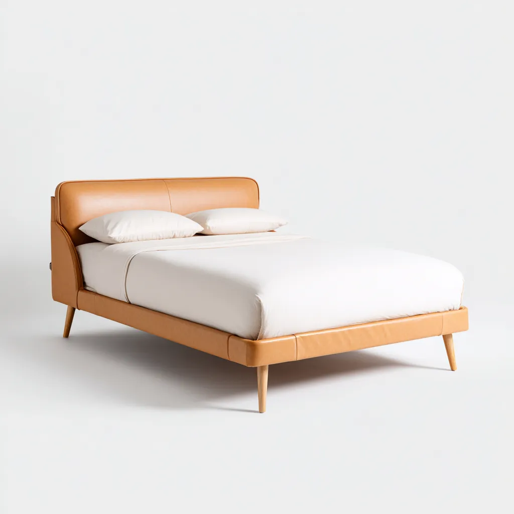 Letto matrimoniale pelle 200x160x95 cm - arancione - design moderno - per camera da letto-villaovae