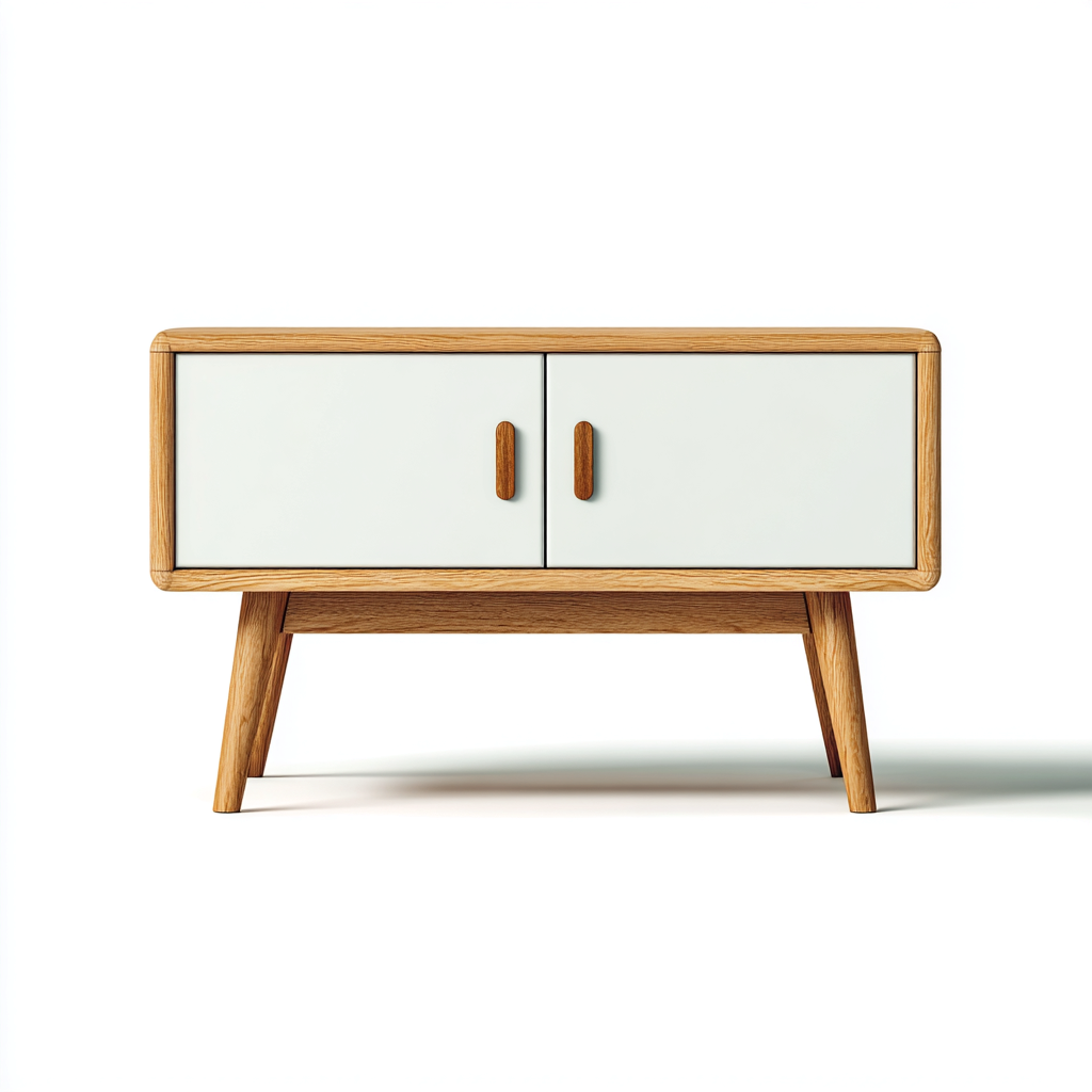 Mobile TV in legno con ante frontali 110x40x65 cm - legno naturale - bianco - design moderno adatto al soggiorno-villaovae