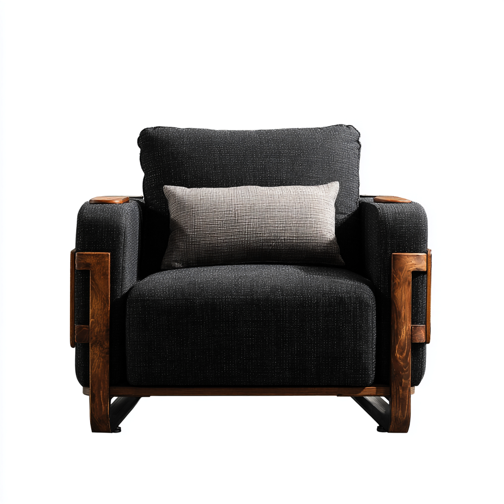 Poltrona da giardino legno - tessuto 82x78x88 cm - nero - design moderno per esterni-villaovae