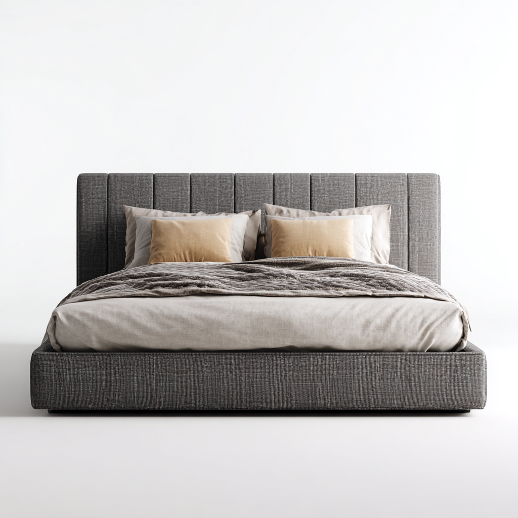 Letto matrimoniale tessuto 200x160x100 cm - grigio - design moderno - per camera da letto-villaovae