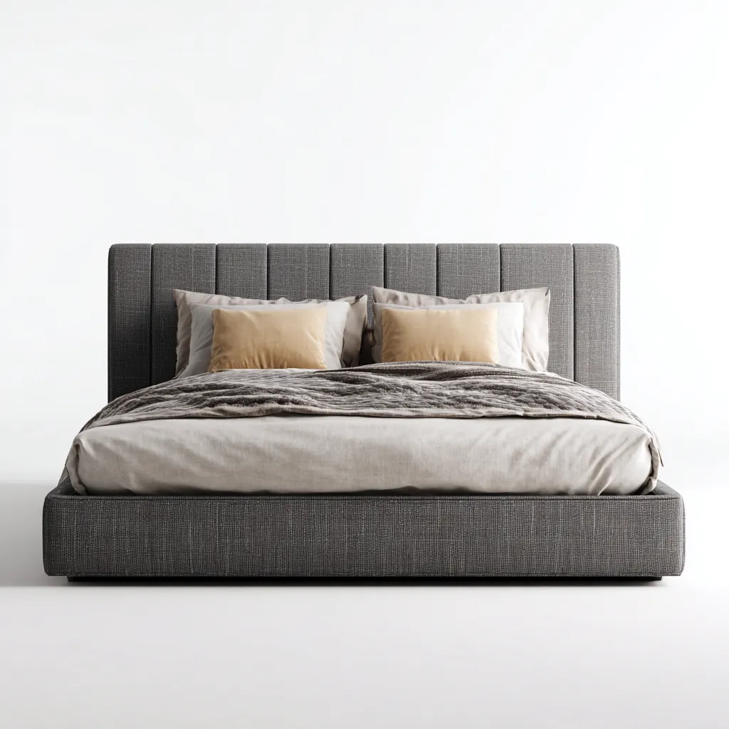 Letto matrimoniale tessuto 200x160x100 cm - grigio - design moderno - per camera da letto-villaovae