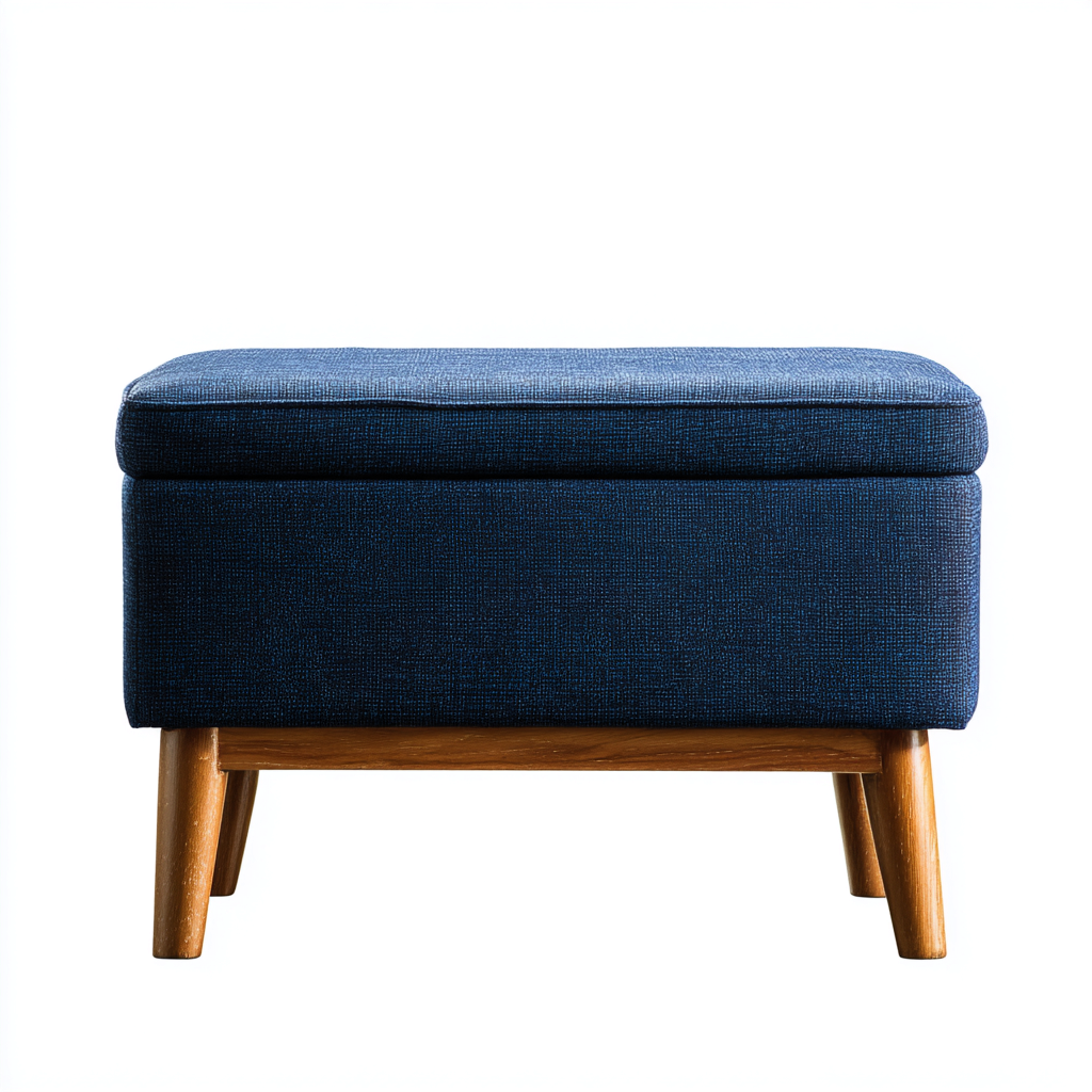 Panca per letto in tessuto con contenitore 78x40x46 cm - blu - adatta per camera da letto - design moderno-villaovae