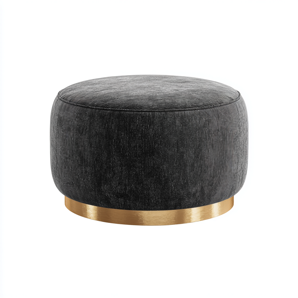 Pouf in tessuto vellutato 50x50x40 cm - grigio scuro - ottone - design moderno adatto al soggiorno-villaovae