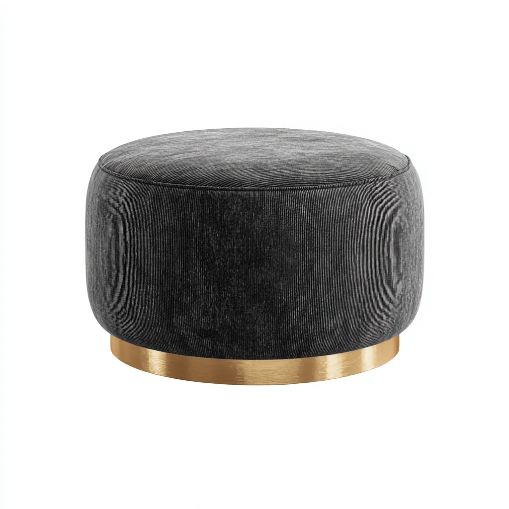 Pouf in tessuto vellutato 50x50x40 cm - grigio scuro - ottone - design moderno adatto al soggiorno-villaovae