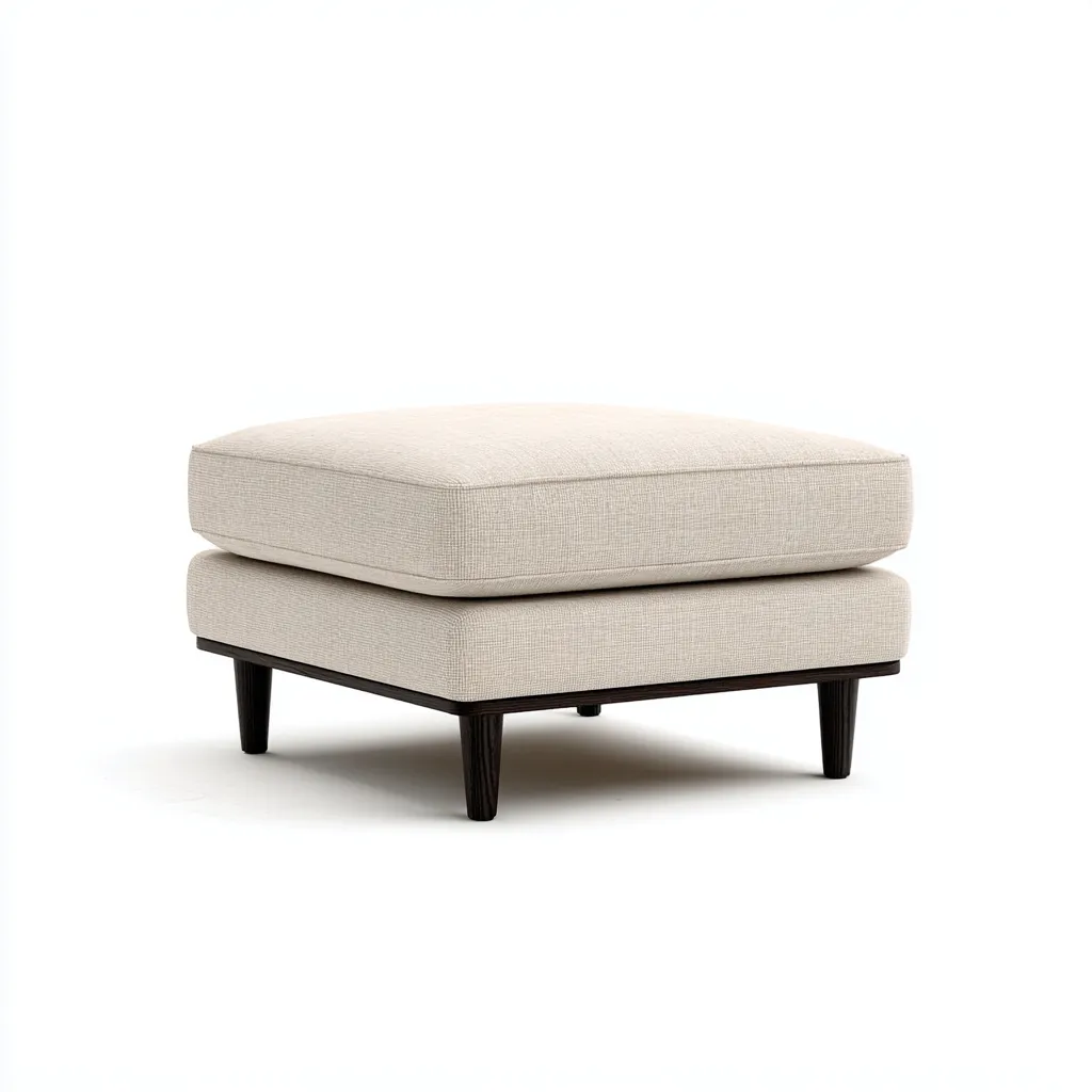 Pouf tessuto 74x74x45 cm - beige - legno - design moderno per soggiorno-villaovae