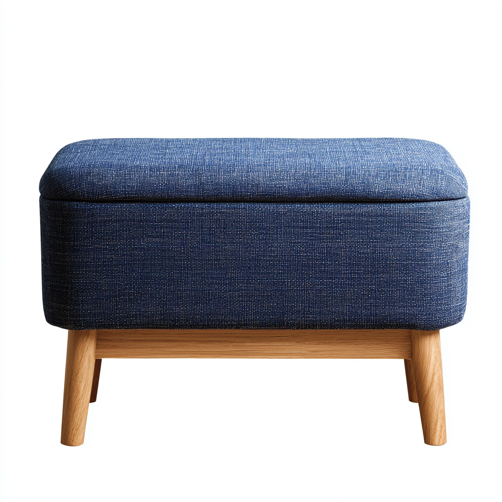 Panca per letto tessuto 80x40x45 cm - blu - legno chiaro - stile nordico per camera da letto-villaovae