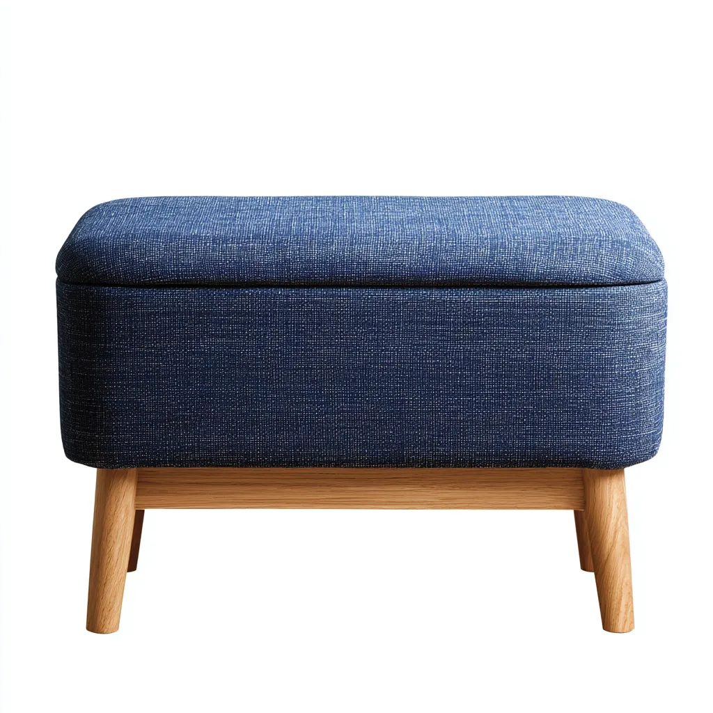 Panca per letto tessuto 80x40x45 cm - blu - legno chiaro - stile nordico per camera da letto-villaovae