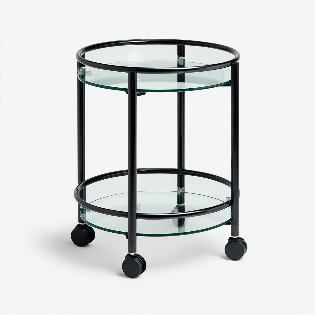 Carrello da cucina metallo vetro 55x40x78 cm - nero - design moderno adatto alla cucina-villaovae