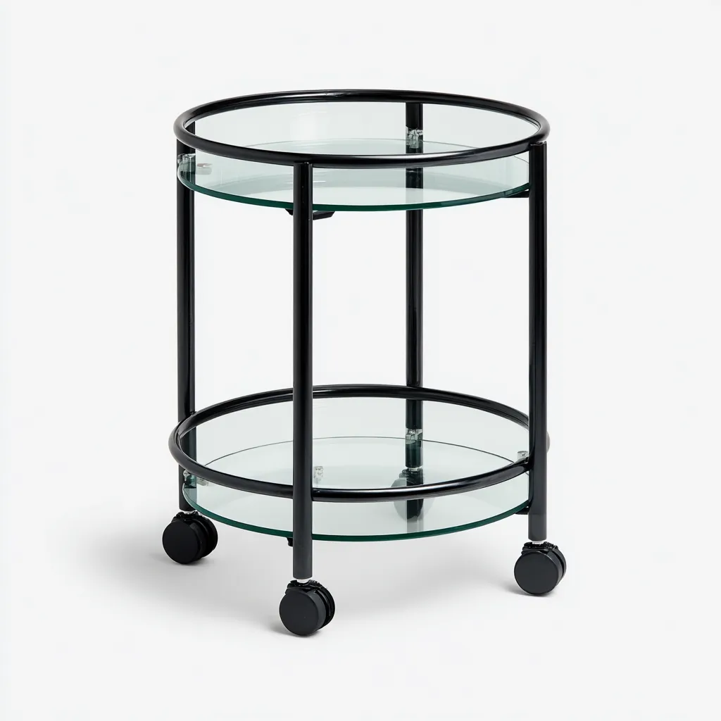 Carrello da cucina metallo vetro 55x40x78 cm - nero - design moderno adatto alla cucina-villaovae