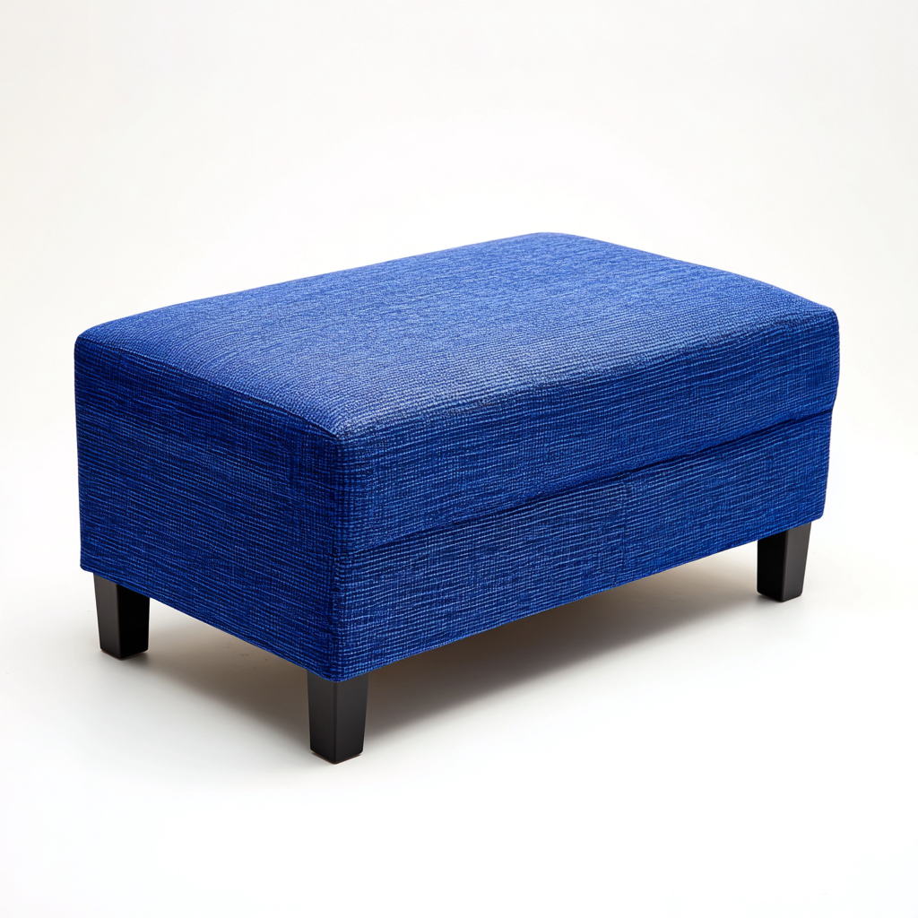 Pouf rettangolare tessuto 70x45x45 cm - blu - design moderno per soggiorno-villaovae