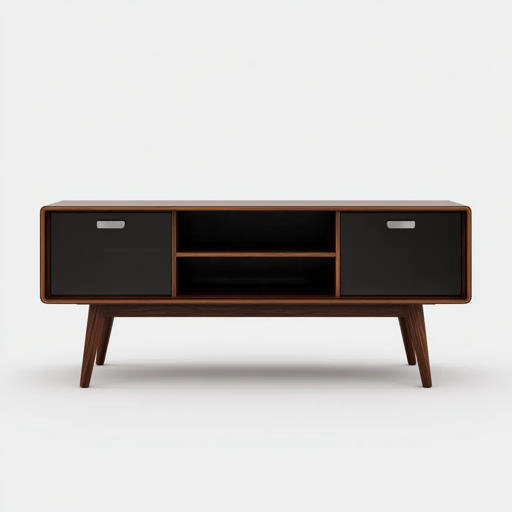 Mobile TV in legno noce scuro con ante frontali 135x40x60 cm - noce scuro - nero - design moderno adatto al soggiorno-villaovae