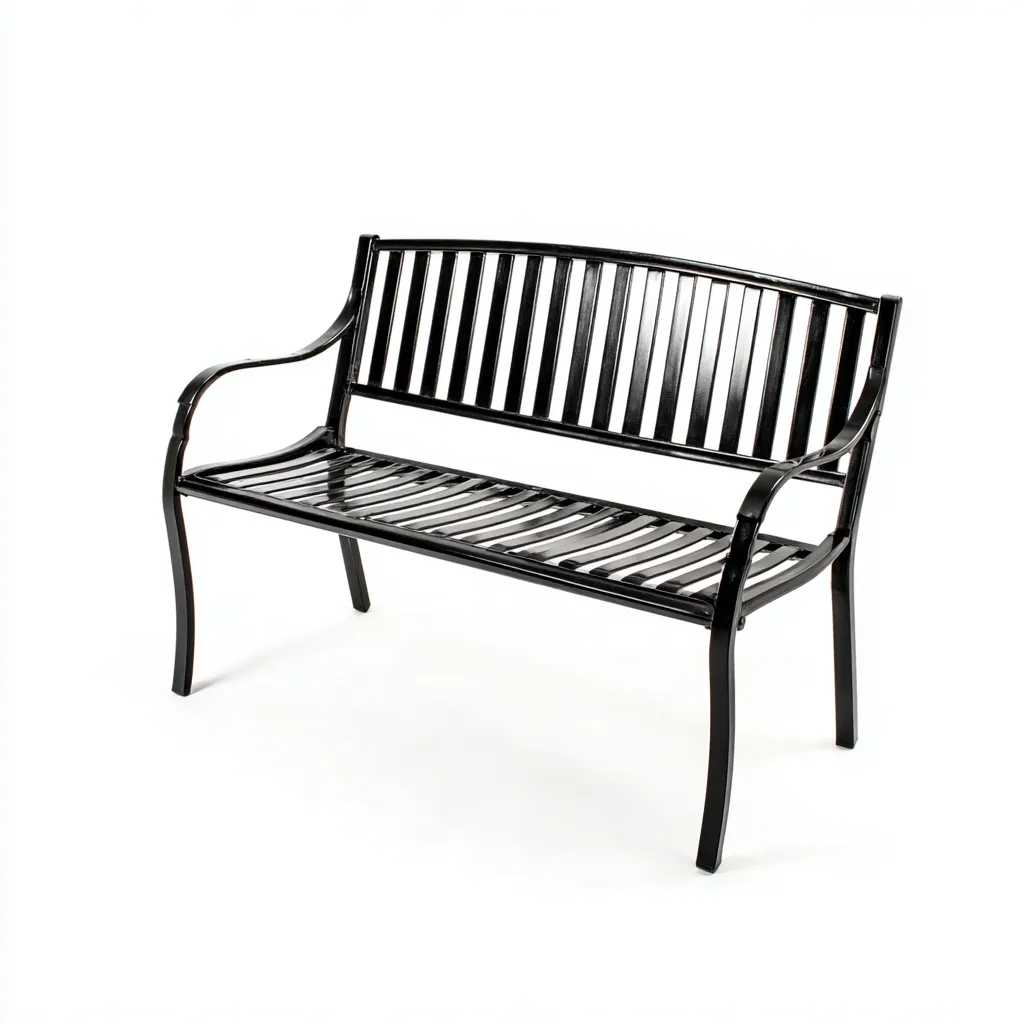 Panca da giardino in metallo 140x60x88 cm - nero - design a doghe - adatta per arredare il giardino-villaovae