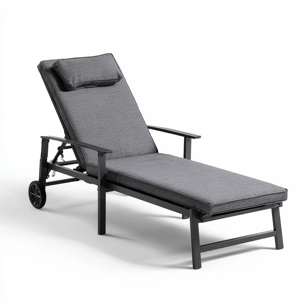 Lettino da sole in alluminio 195x65x42 cm - grigio - design moderno - adatto per uso esterno-villaovae