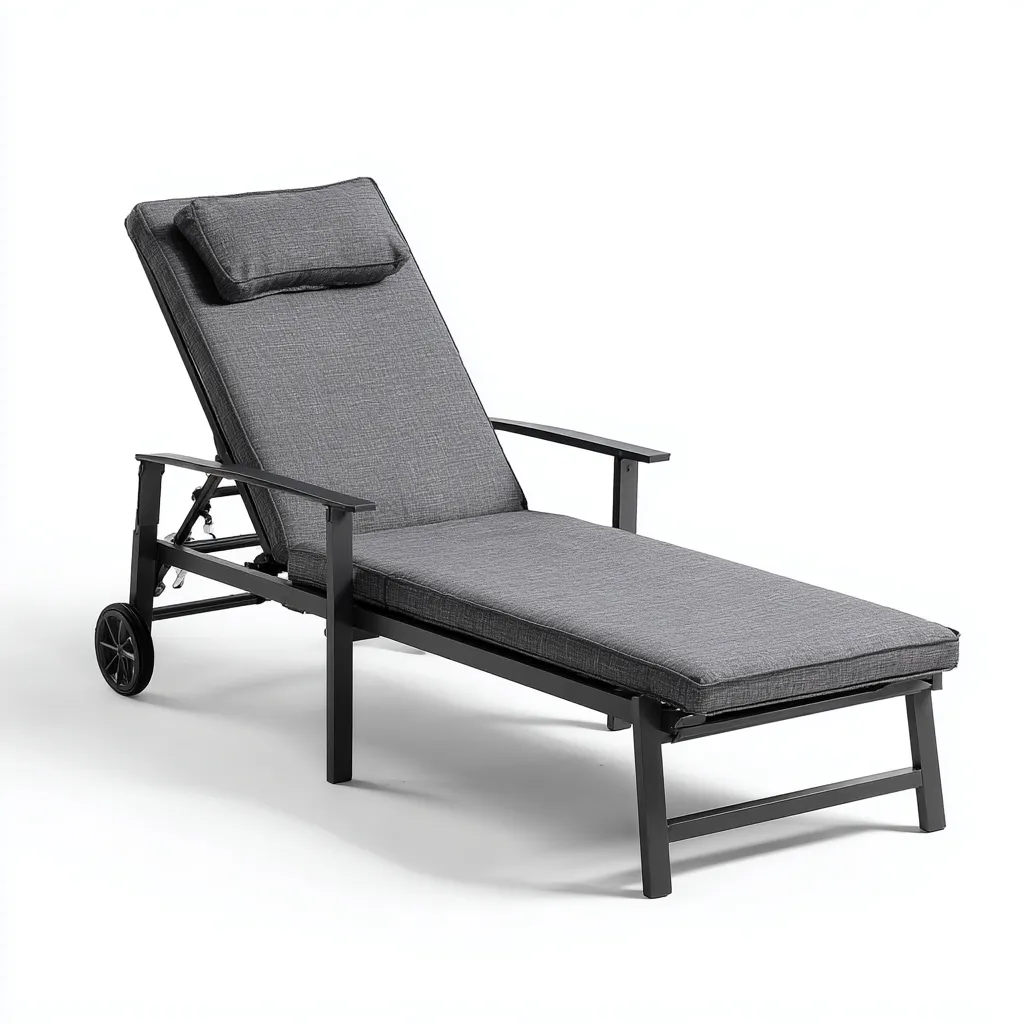 Lettino da sole in alluminio 195x65x42 cm - grigio - design moderno - adatto per uso esterno-villaovae