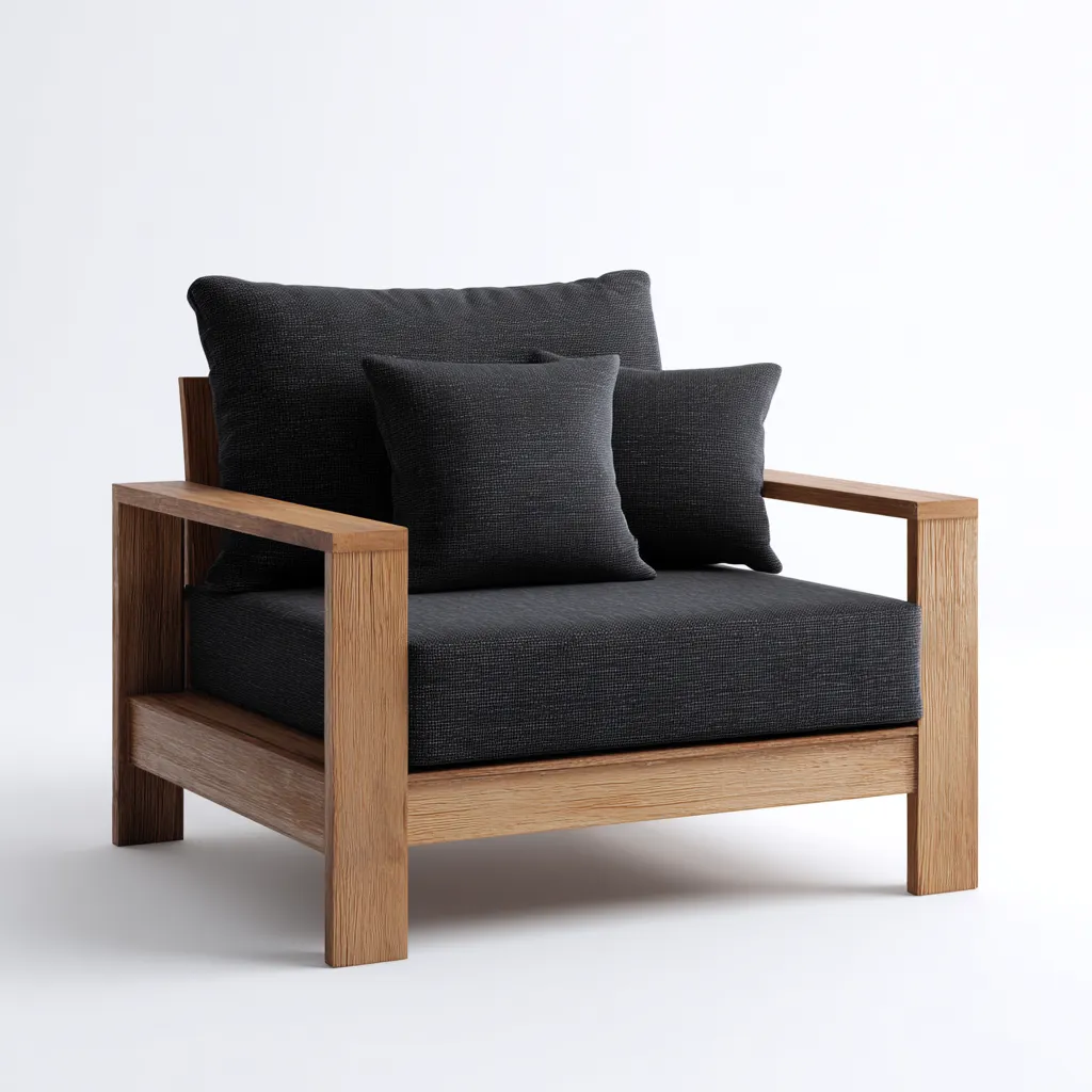 Poltrona da giardino legno - tessuto 86x80x84 cm - nero - design moderno per esterni-villaovae