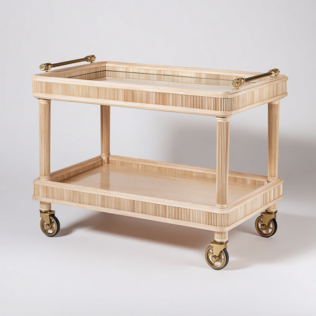 Carrello da cucina legno massello 62x41x85 cm - naturale - stile classico adatto alla cucina-villaovae