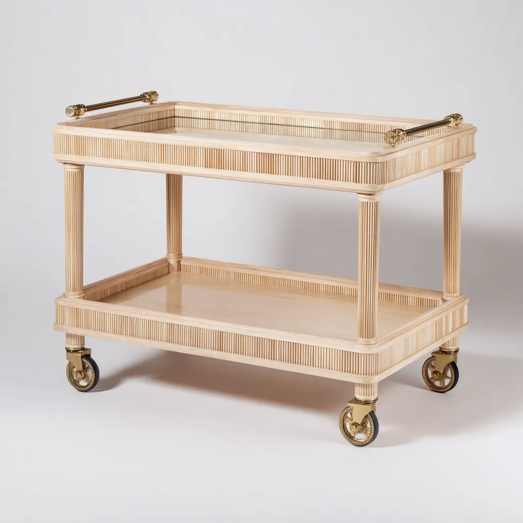 Carrello da cucina legno massello 62x41x85 cm - naturale - stile classico adatto alla cucina-villaovae