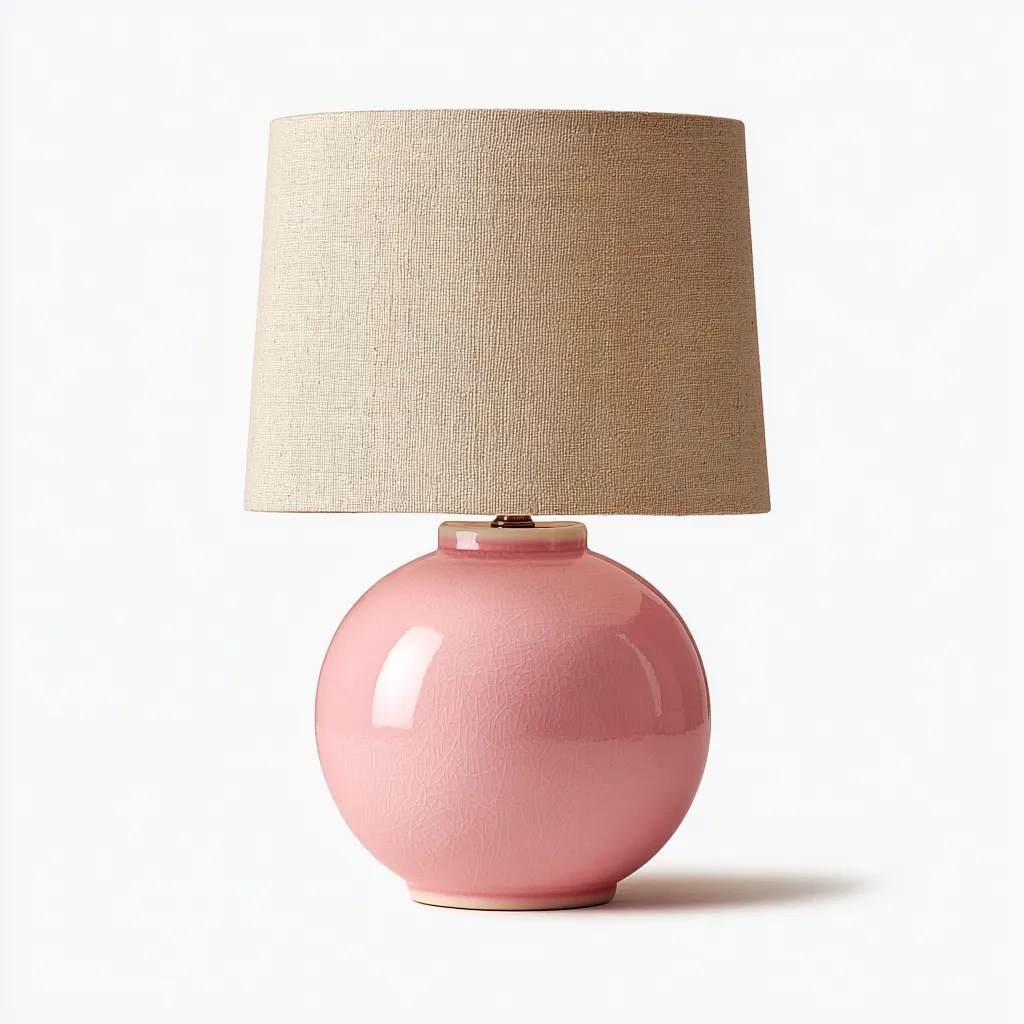 Lampada da tavolo - ceramica - tessuto - metallo - 30x30x45 cm - beige - rosa - design moderno - adatta per soggiorno - camera da letto-villaovae