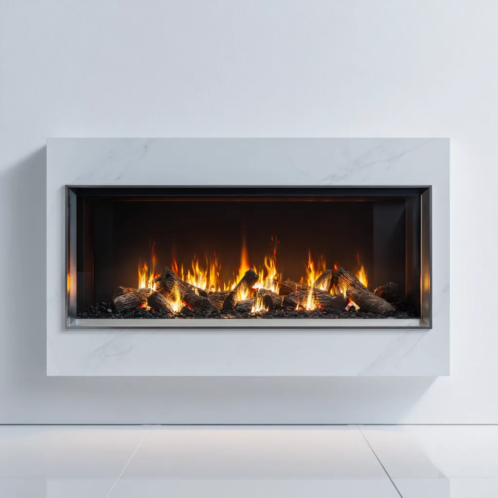 Camino elettrico da parete in metallo effetto marmo 128x20x62 cm - bianco - design moderno - adatto per il soggiorno-villaovae