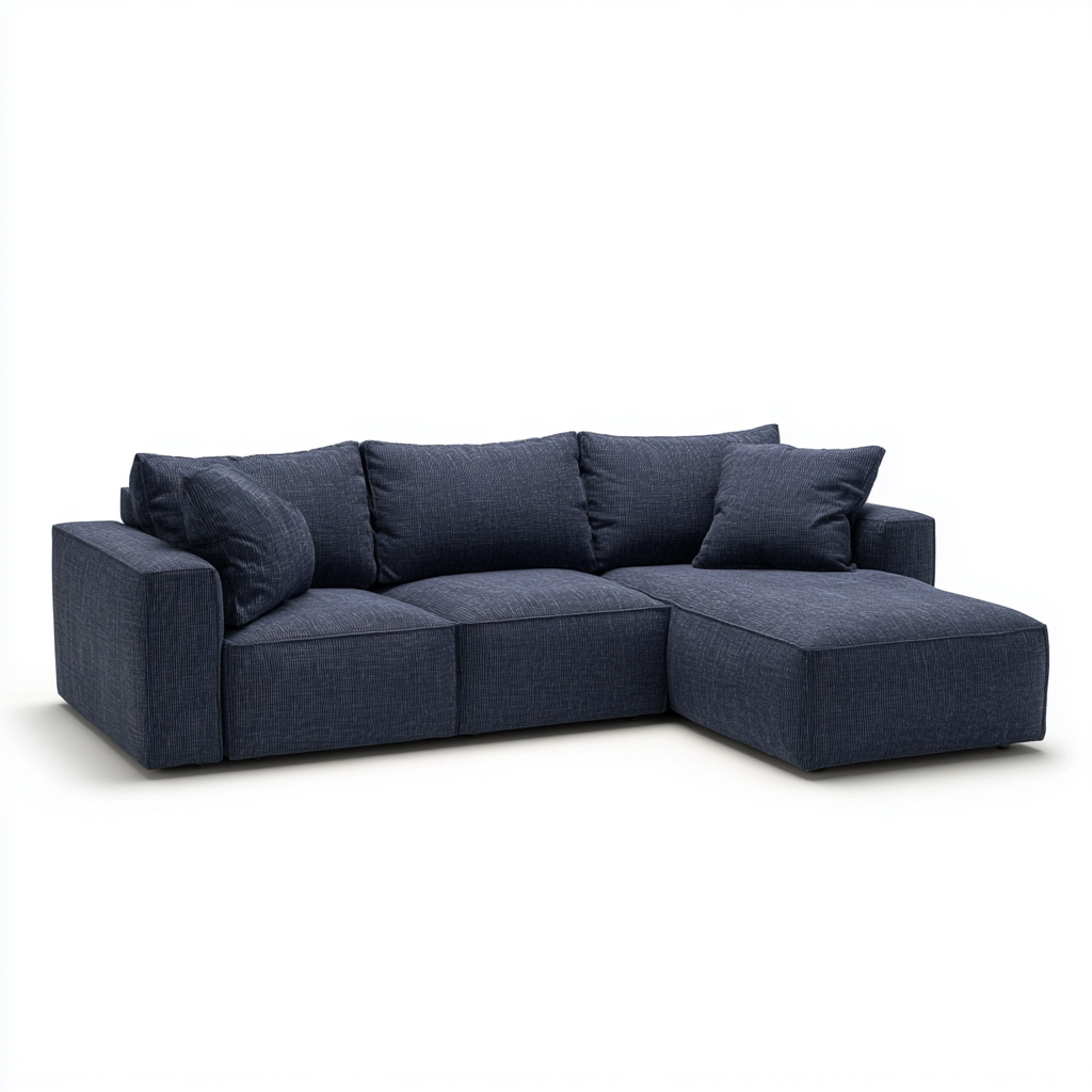 Divano angolare tessuto 264x171x88 cm - blu scuro - per soggiorno - design moderno-villaovae