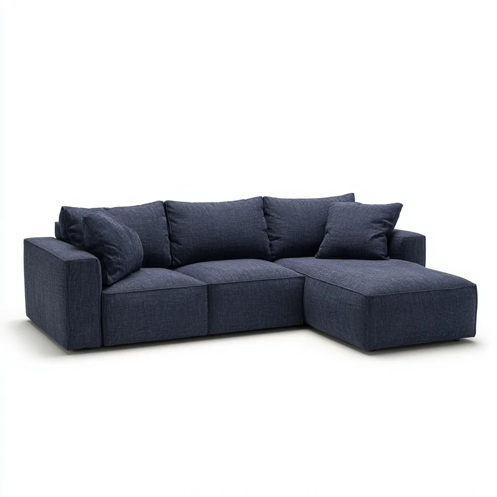 Divano angolare tessuto 264x171x88 cm - blu scuro - per soggiorno - design moderno-villaovae