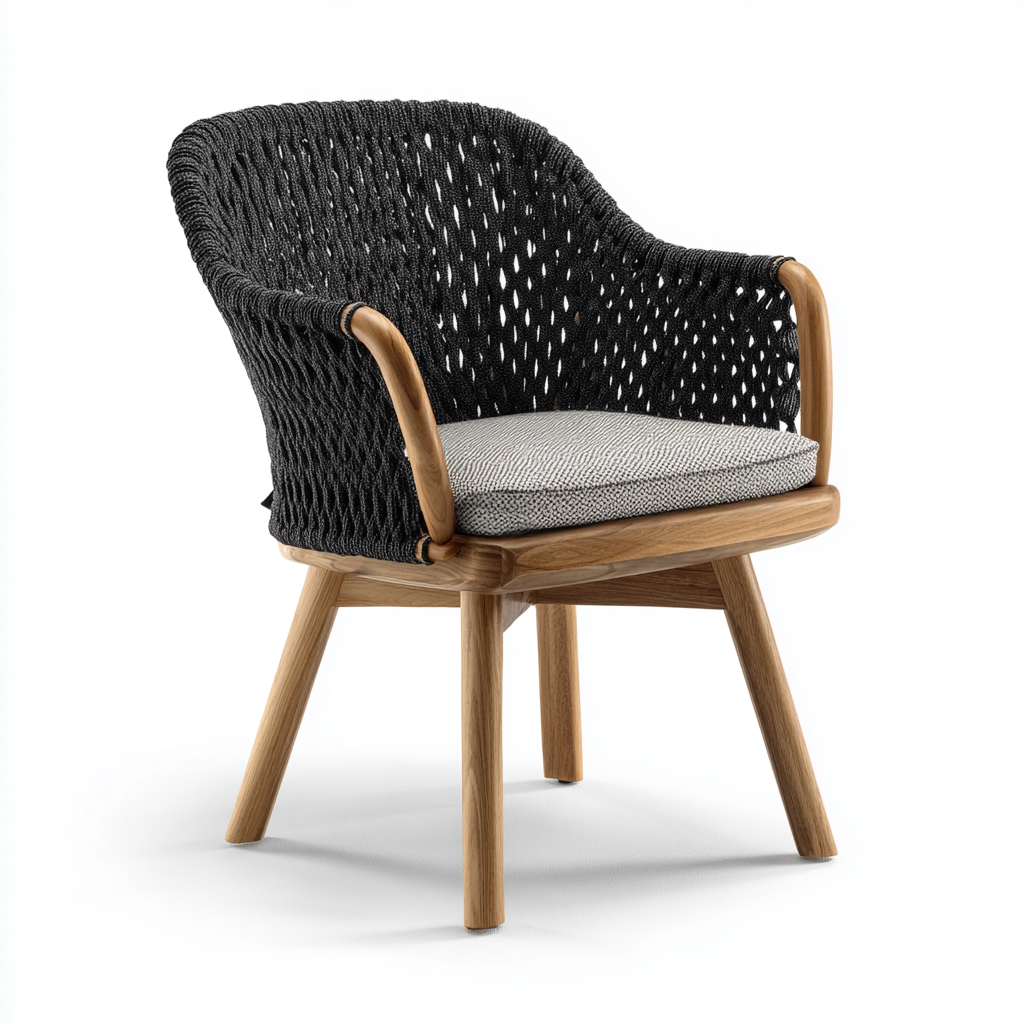 Poltrona da giardino corda - legno 57x60x80 cm - grigio - design moderno per esterni-villaovae