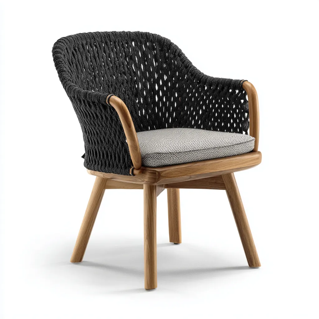 Poltrona da giardino corda - legno 57x60x80 cm - grigio - design moderno per esterni-villaovae