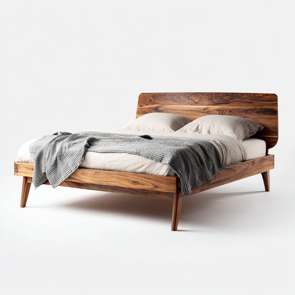 Letto matrimoniale legno massello 205x165x90 cm - legno naturale - design moderno per camera da letto-villaovae