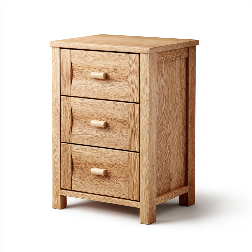 Comodino legno massello 42x34x68 cm - legno naturale - stile nordico per camera da letto-villaovae