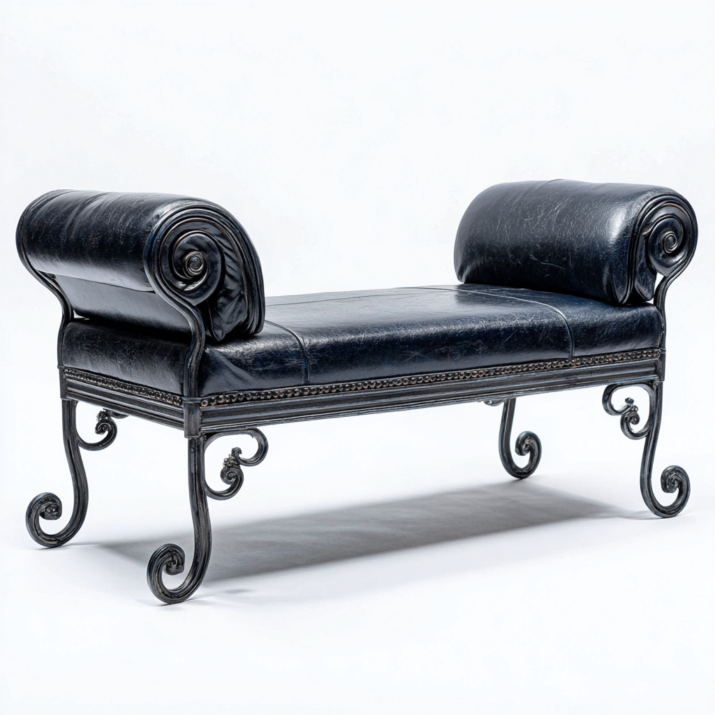 Panca per letto in pelle sintetica con struttura in metallo 125x48x63 cm - nero - stile classico vintage-villaovae