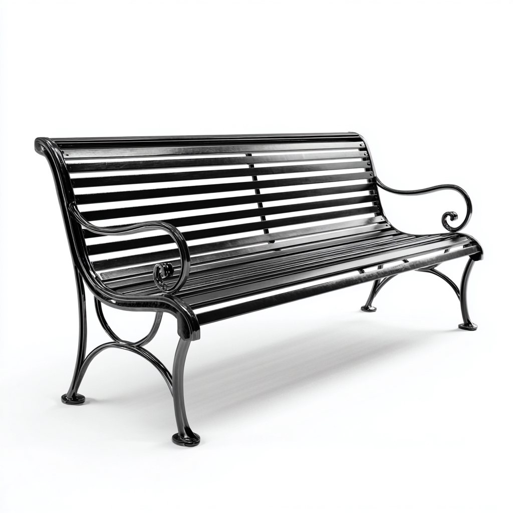 Panca da giardino in metallo 150x60x90 cm - nero - design classico - adatta al giardino-villaovae