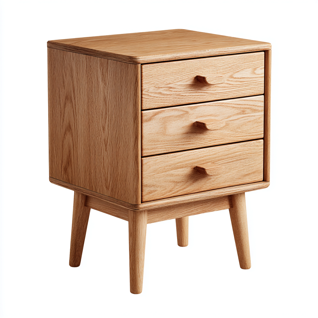 Comodino legno 40x32x60 cm - rovere - stile nordico per camera da letto-villaovae