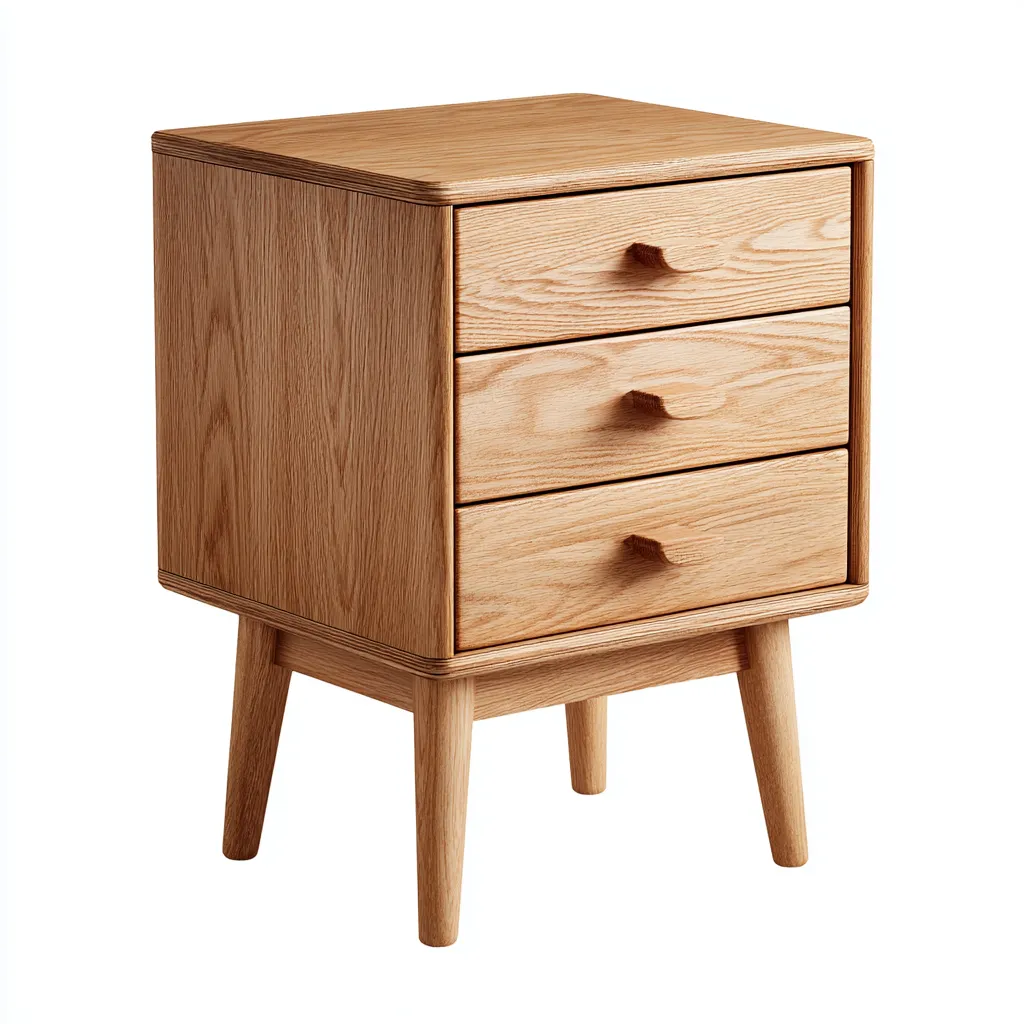 Comodino legno 40x32x60 cm - rovere - stile nordico per camera da letto-villaovae