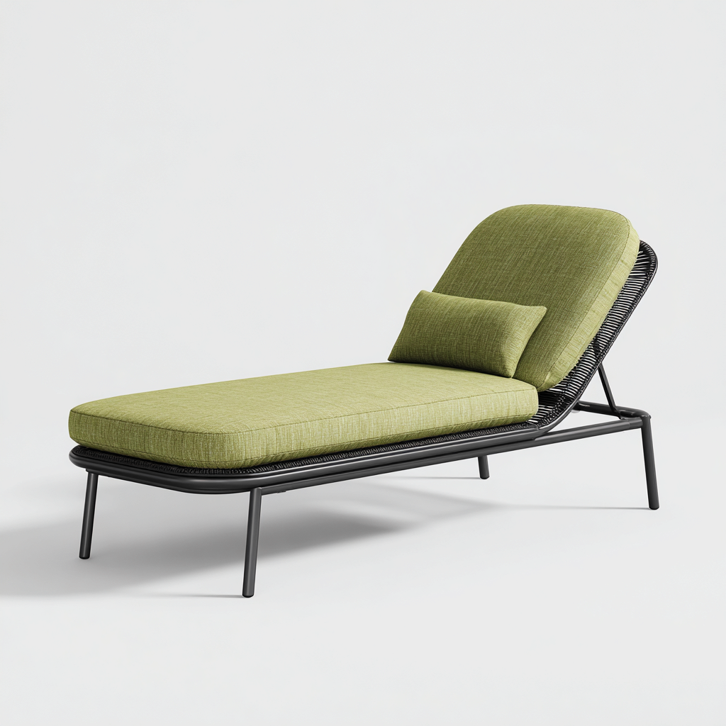 Lettino da sole metallo 198x68x90 cm - verde - per esterni - design moderno-villaovae