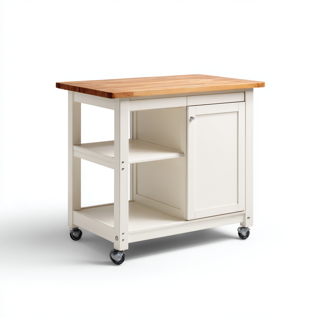 Carrello da cucina legno metallo 84x48x90 cm - bianco - legno naturale - design moderno adatto alla cucina-villaovae