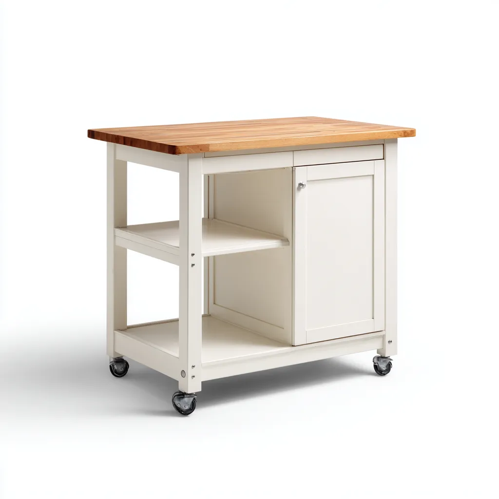 Carrello da cucina legno metallo 84x48x90 cm - bianco - legno naturale - design moderno adatto alla cucina-villaovae