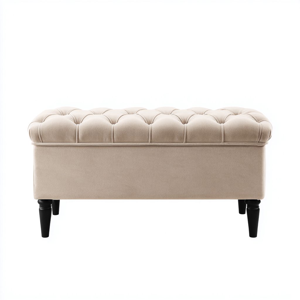 Panca per letto tessuto imbottito 100x40x45 cm - beige - stile classico per camera da letto-villaovae