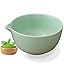 Japanese Style Matcha Bowl, 500 ml/18 oz Ceramic Matcha Bowl with Spout Japanese Ceremonial Matcha Chawan Mixing Bowl for Matcha Powder/Salad/Matcha Tea Ceremony (Green)