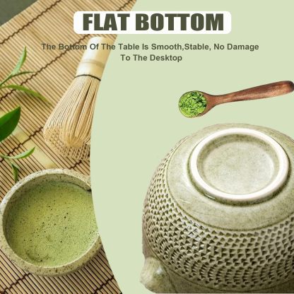 Japanese Style Matcha Bowl, 500 ml/18 oz Ceramic Matcha Bowl with Spout Japanese Ceremonial Matcha Chawan Mixing Bowl for Matcha Powder/Salad/Matcha Tea Ceremony (Green)