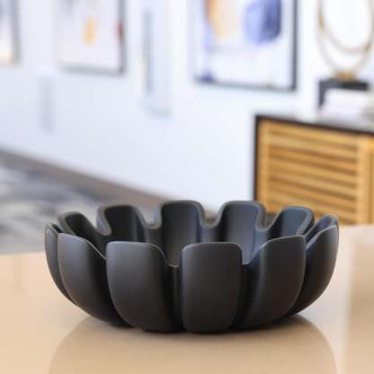 Decorative Bowl – Large Modern Centerpiece Bowl for Coffee Table, Countertop, or Kitchen Decor – Minimalist Handcrafted Accent Bowl for Living Room or Entryway/Key Bowl (White)