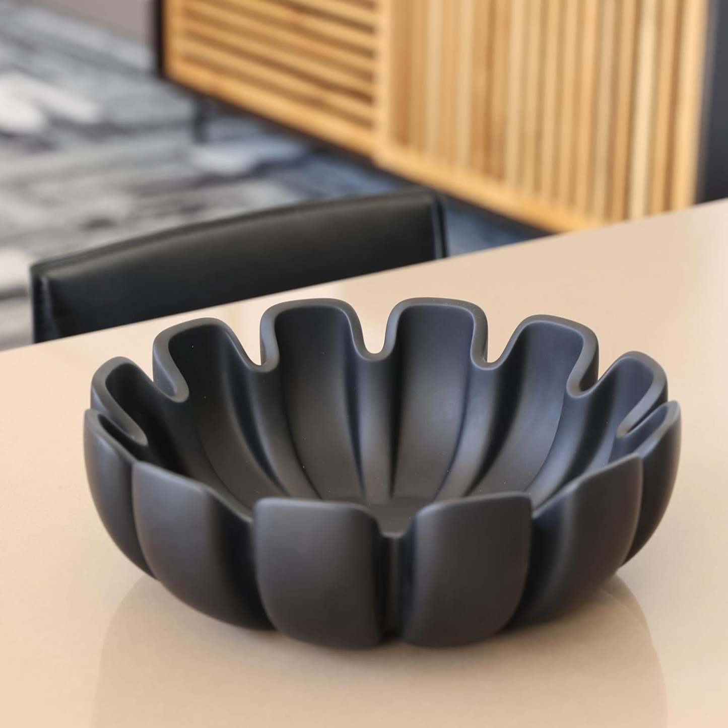 Decorative Bowl – Large Modern Centerpiece Bowl for Coffee Table, Countertop, or Kitchen Decor – Minimalist Handcrafted Accent Bowl for Living Room or Entryway/Key Bowl (White)