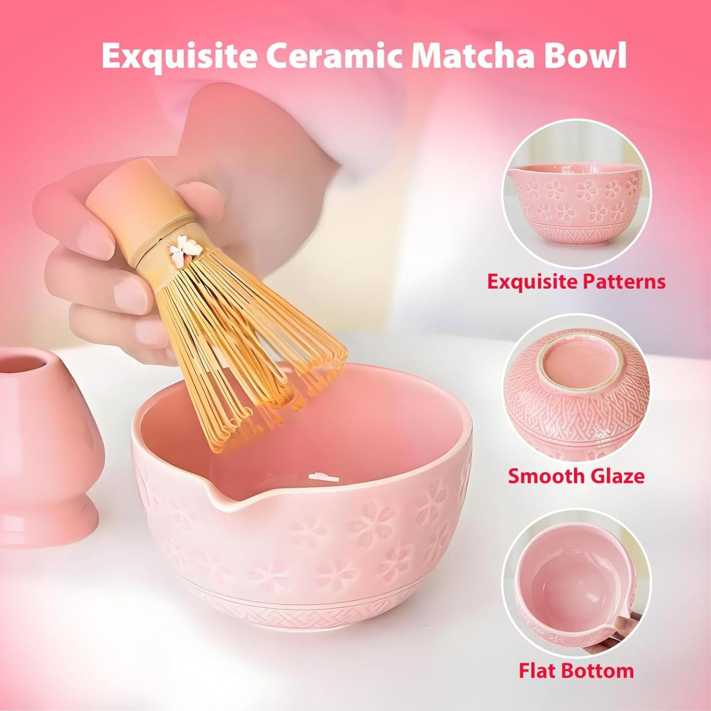 Japanese Style Matcha Bowl, 500 ml/18 oz Ceramic Matcha Bowl with Spout Japanese Ceremonial Matcha Chawan Mixing Bowl for Matcha Powder/Salad/Matcha Tea Ceremony (Green)