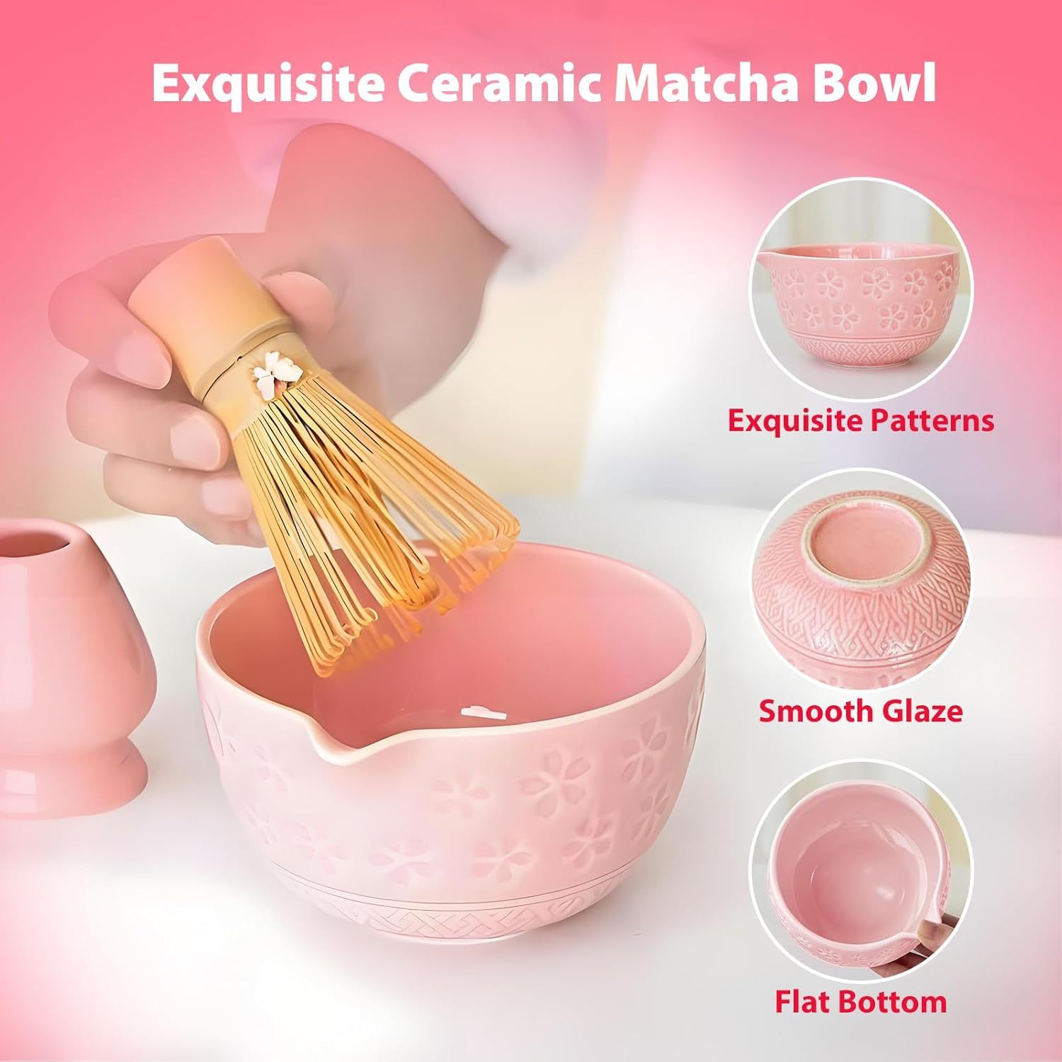 Japanese Style Matcha Bowl, 500 ml/18 oz Ceramic Matcha Bowl with Spout Japanese Ceremonial Matcha Chawan Mixing Bowl for Matcha Powder/Salad/Matcha Tea Ceremony (Green)