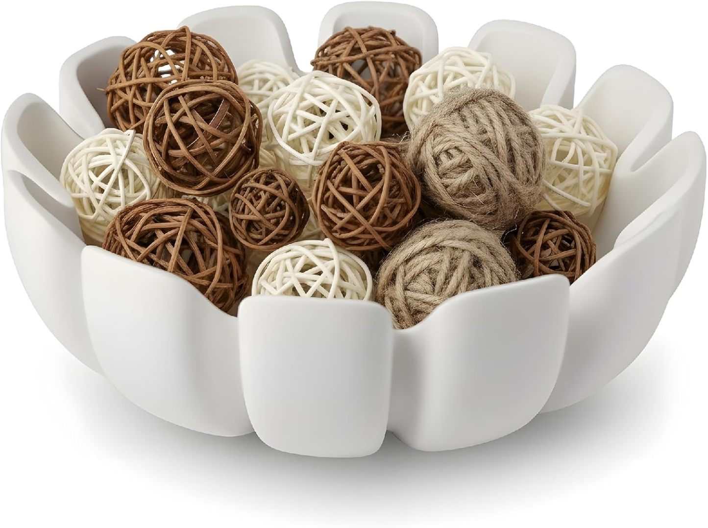 Decorative Bowl – Large Modern Centerpiece Bowl for Coffee Table, Countertop, or Kitchen Decor – Minimalist Handcrafted Accent Bowl for Living Room or Entryway/Key Bowl (White)